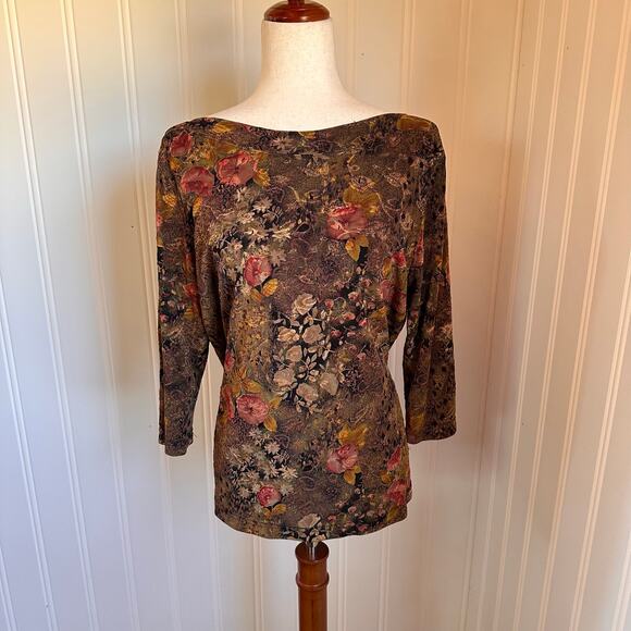 Vintage Y2K Fall Floral Top XL - Picture 1 of 5